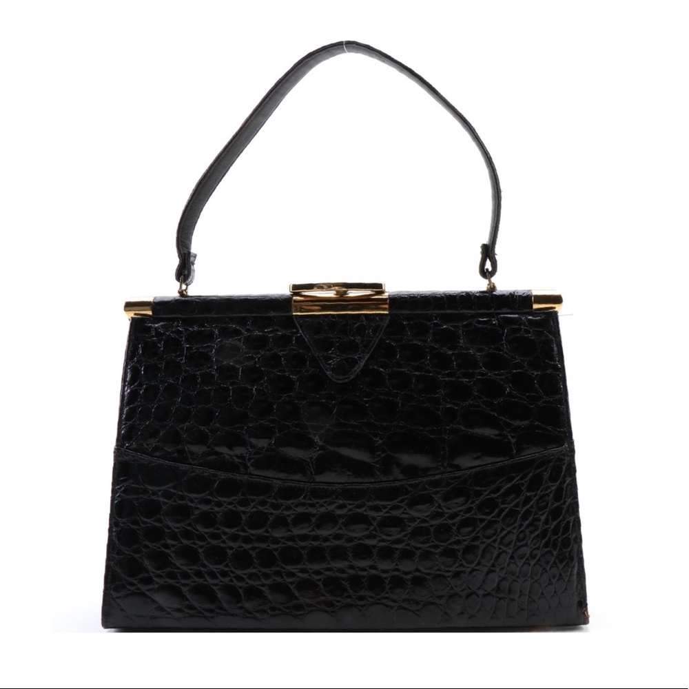 Vassar Alligator Skin Swagger Handbag, Vintage